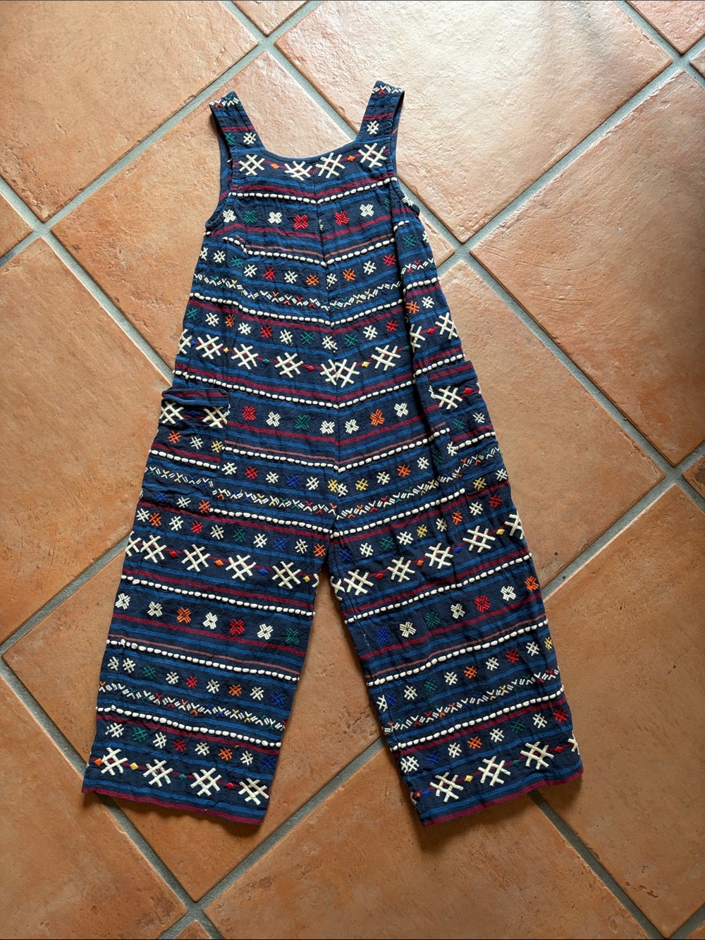 Pink Chicken Embroidered Romper Navy Multi-Color Patterned 5Y